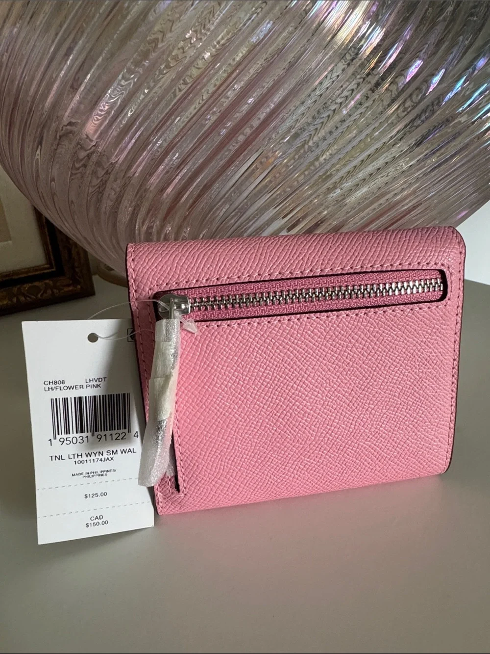COACH Pink Pebbled Leather wyn small Wallet